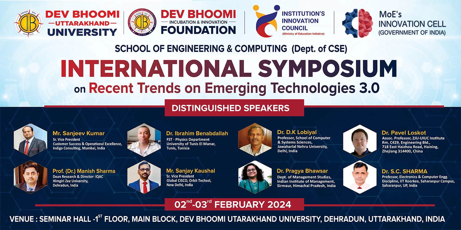 International Symposium on Recent Trends on Emerging Technologies 3.0 in  Association with Institution’s Innovation Council
